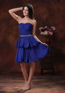 Royal Blue Dama Dress for Quinces Beading Mini-length