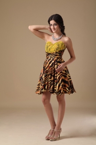 Leopard Cocktail Homecoming Dress Multi-color Mini-length
