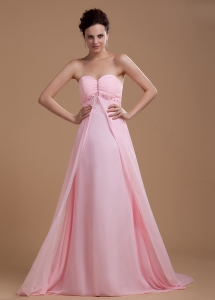 Sweetheart Beaded Prom Dress With Court Train Baby Pink