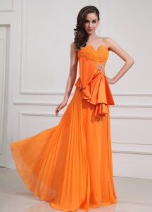Sweetheart Orange Prom Dress Empire Beading Chiffon
