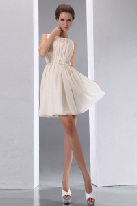 Scoop Dama Dress for Quinceanera Mini-length Champagne