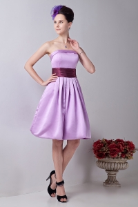 Sash Dama Dress Lavender A-line Knee-length Strapless