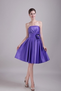 Knee-length Dama Dress Purple Satin Hand made Flower