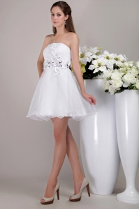 Appliques Cocktail Holiday Dress White Mini-length