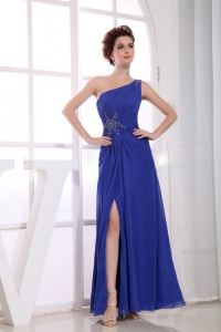High Slit One Shoulder Ankle-length Chiffon 2013 Prom Dress