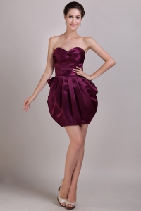 Unique Sweetheart Burgundy Ruch Cocktail Dress