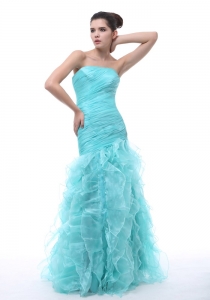 Mermaid Floor-length Aqua Blue 2013 Pageant Celebrity Dress