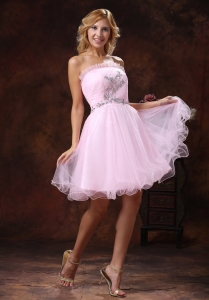 Baby Pink Homecoming Dress with Beads for Sale