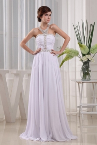 2013 New Style Halter-top Beading White Prom Dress