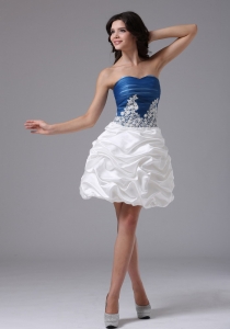 Blue and White Pick-ups Prom Homecoming Dress