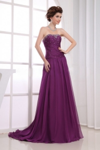 Dark Purple Beaded Prom Celebrity Dress In 2013