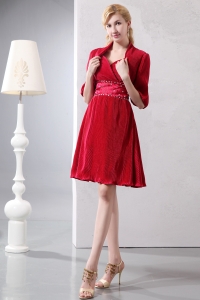 Red Sweetheart Knee-length Prom Cocktail Dress Sepcial Fabric