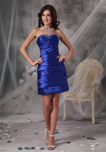 Royal Blue Knee-length Shimmering Prom Homecoming Dress