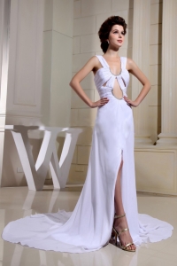 Oscar filmfest Sexy Prom Dress With Ruch Bodice Slit