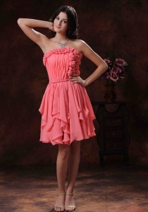 Chiffon Short Prom Homecoming Dress With Flowers