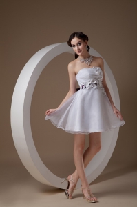 White Mini-length Prom Holiday Dress with Flowers