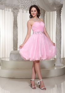 Graduation Cocktail Dress Baby Pink with Beading