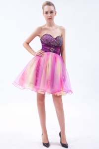 Multi-color Mini-length Beading Prom Homecoming Dress