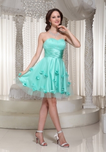 Cocktail Dress Apple Green for Homecoming with Flowers