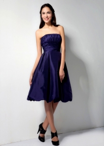 Strapless Purple Knee-length Homecoming Dresses