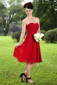Sweetheart Knee-length Red Prom Homecoming Dress