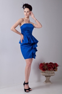 Royal Blue Strapless Mini-length Prom Homecoming Dress