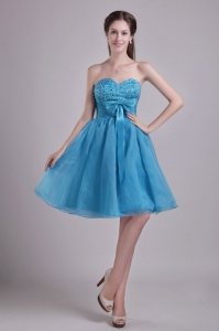 Sweetheart Short Beading and Bow Cocktail Dresses Teal