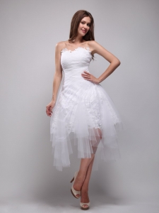 Strapless Knee-length Lace and Tulle Cocktail Dresses White