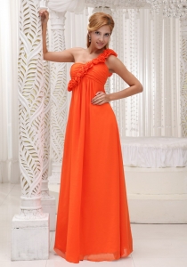 Decorate Prom Maxi Dresses Orange Red Chiffon Empire