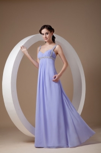Lilac Empire Maxi Evening Dresses Chiffon Beadiing