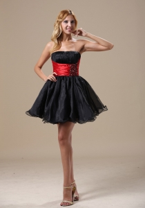 A-line Beaded Prom Little Black Dresses Red Organza