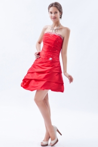 Red Princess Prom Holiday Dresses Strapless Taffeta