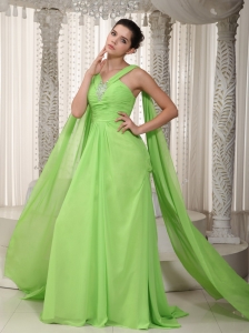 Spring Green Prom Pageant Dress A-Line V-neck