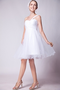 White Prom Holiday Dresses One Shoulder Organza