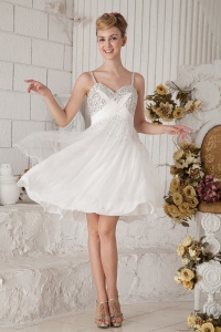 White Empire Chiffon Beading Prom Homecoming Dress