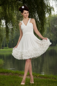 White Holiday Homecoming Dresses Empire Chiffon Ruch