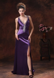 High Beaded Pageant Evening Dress Decorate Shoulder