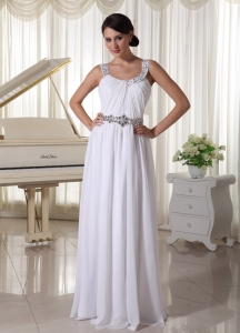 Beaded Prom Maxi Dresses Decorate Straps Waist Chiffon