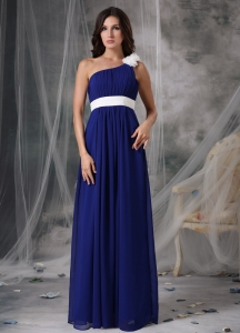 Blue and White Maxi/Pageant Dresses One Shoulder Chiffon