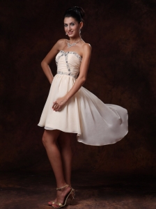 Champagne Asymmetrical Sweetheart Prom Homecoming Gowns