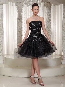 Beading A-line Organza Prom Little Black Dresses