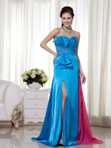 Beading Pageant Evening Dress Teal and Hot Pink Sweetheart