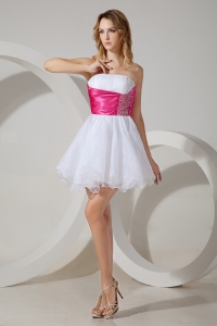 White Princess Strapless Organza Prom Homecoming Dress