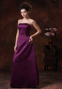 Taffeta Maxi/Celebrity Dress Dark Purple Column Strapless