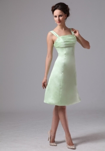 Apple Green Bridesmaid Dress Straps A-line Knee-length Ruched