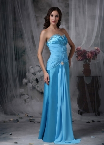 Aqua Blue Bridesmaid Dress Chiffon Taffeta Beading Sweetheart