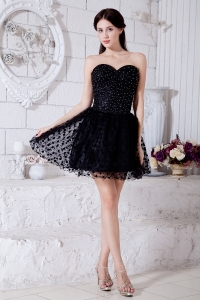 Special Fabric Prom Little Black Dress Sweetheart Mini-length