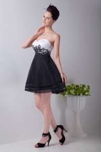 Black and White Little Black Dress Sweetheart Appliques