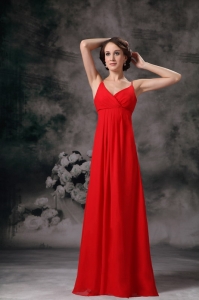 Red Empire Straps Floor-length Chiffon Maxi Dresses