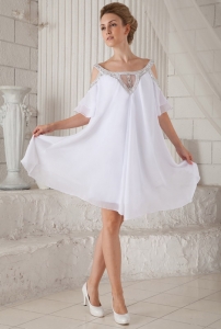 White Off The Shoulder Maxi/Celebrity Dress Chiffon Beading